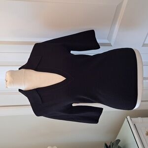 NWT Veronica Beard Womens‎ Emily Polo Black Stretch Short Sleeve Sweater Top MD